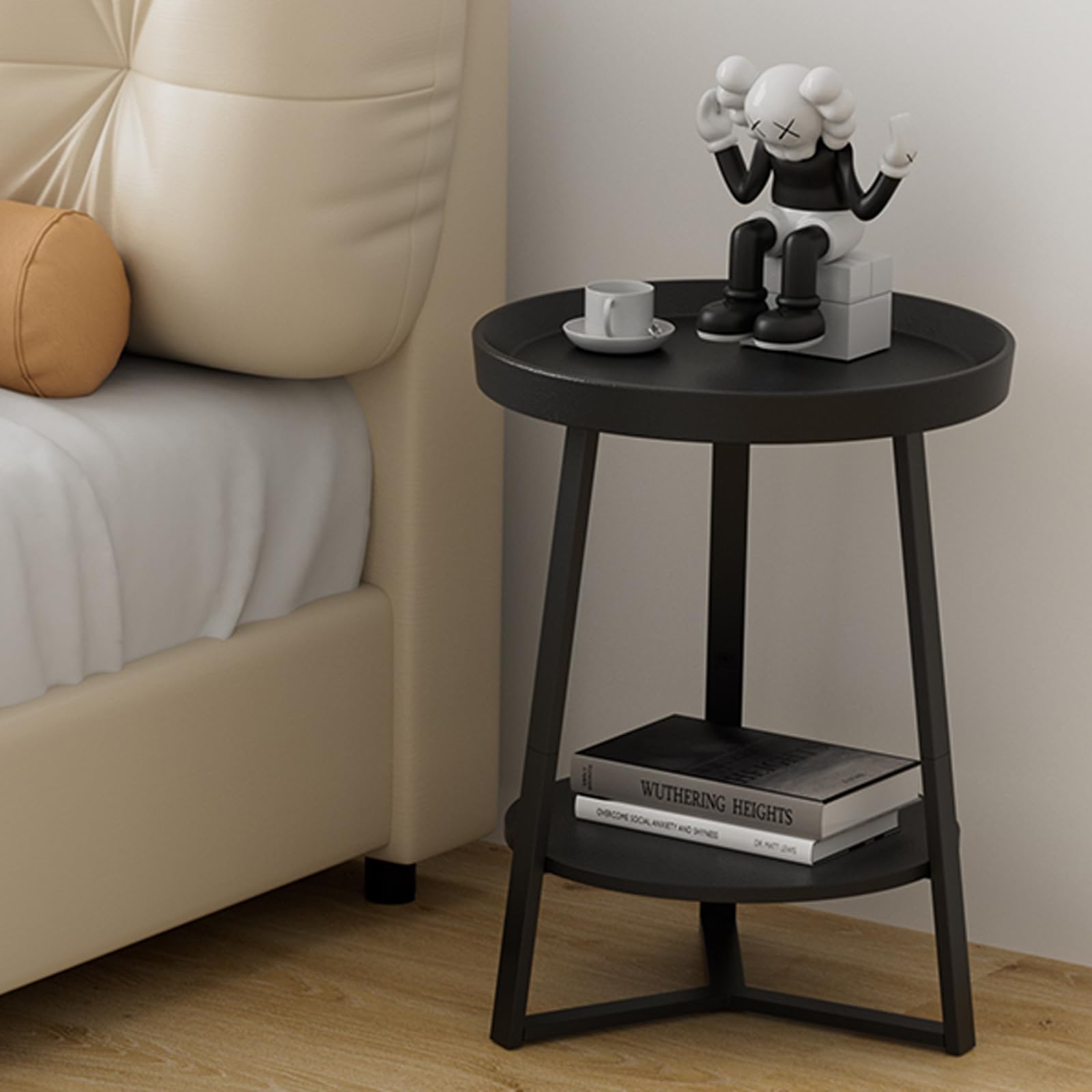 Gadroad storage shelf end table beside sofa and in living area