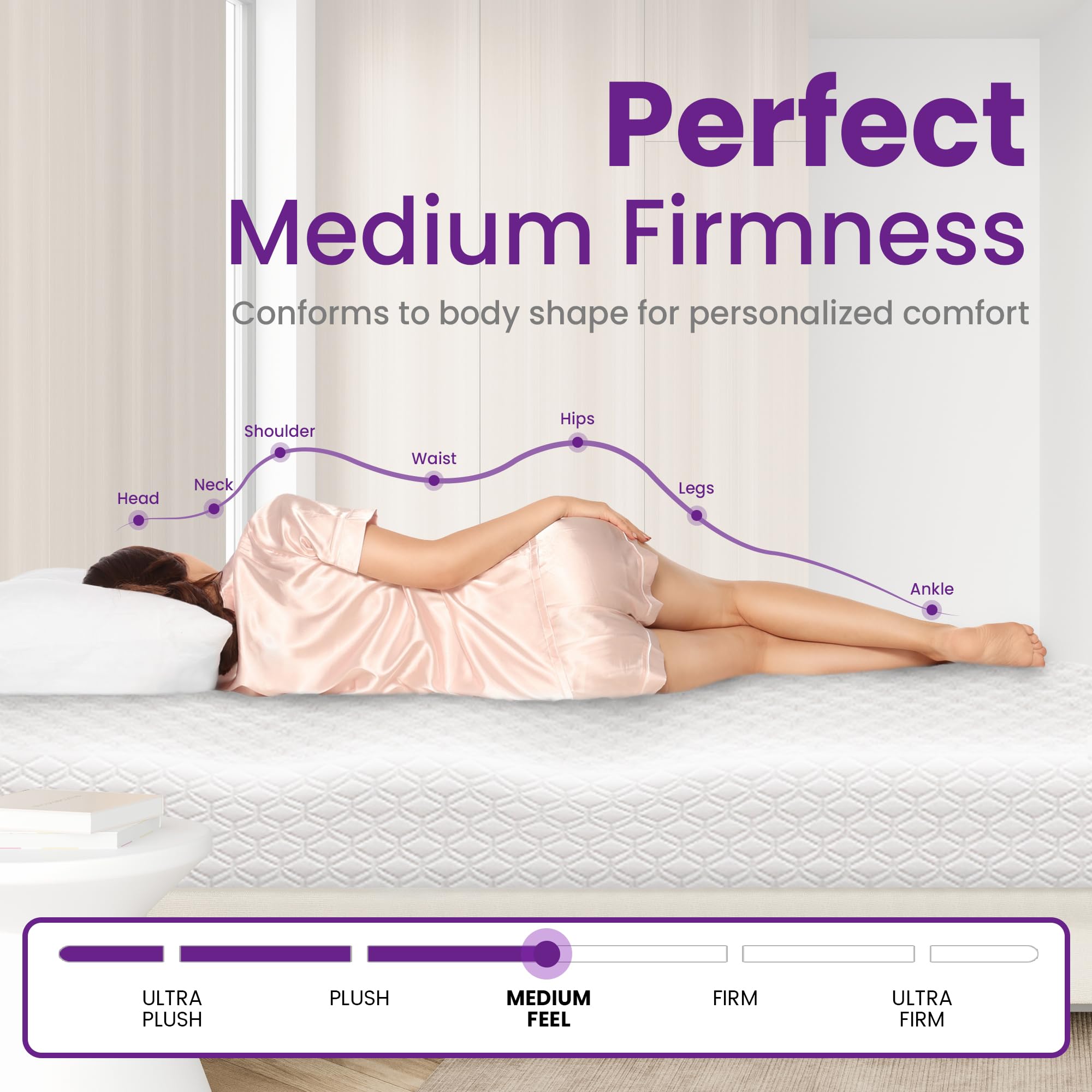 GAESTE pressure-relief twin mattress shown for side sleeping alignment.