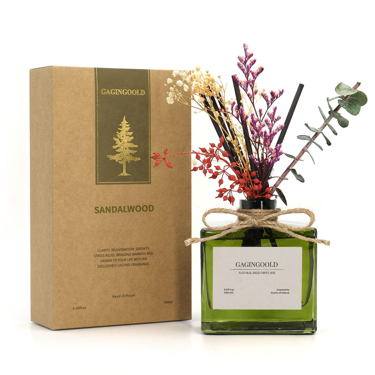 GAGINGOOLD reed diffuser bottle with sandalwood scent for home ambiance