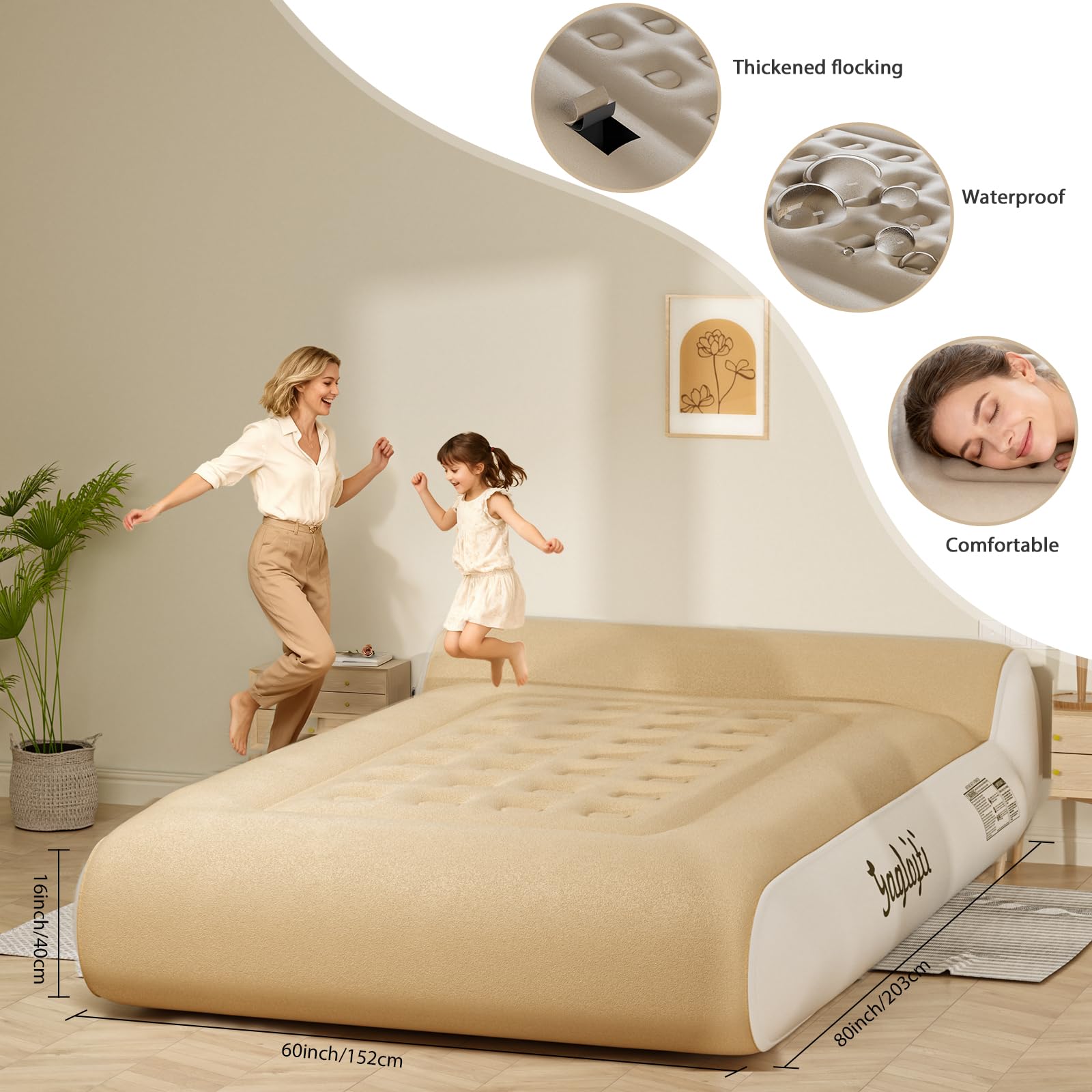Gaglojti queen air mattress showcasing 2-chamber structure
