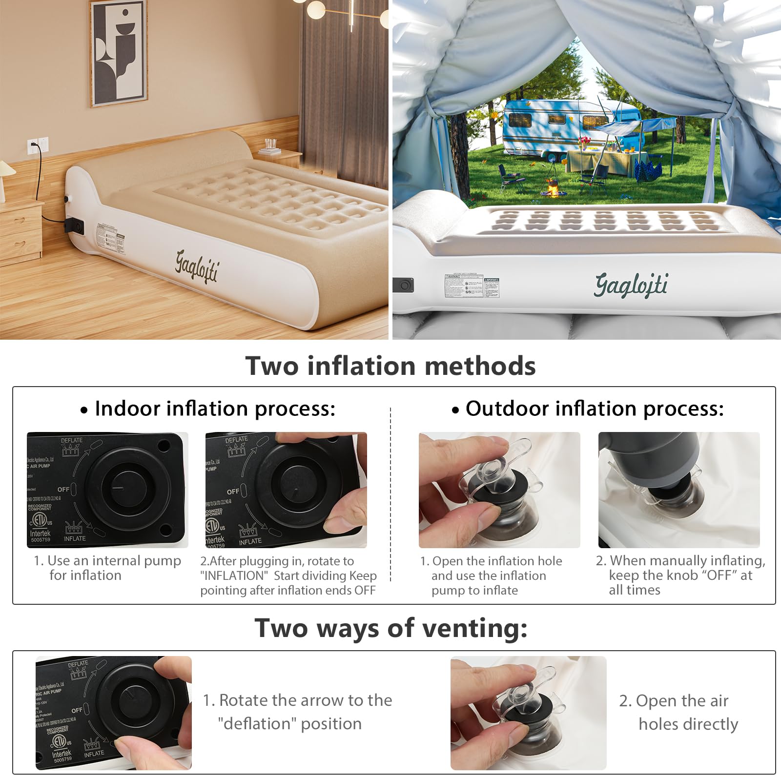 Gaglojti queen air mattress deflated with carry bag
