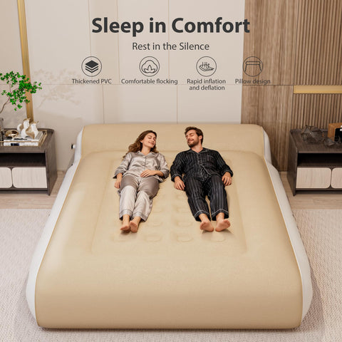 Gaglojti queen air mattress with flocked top for comfort
