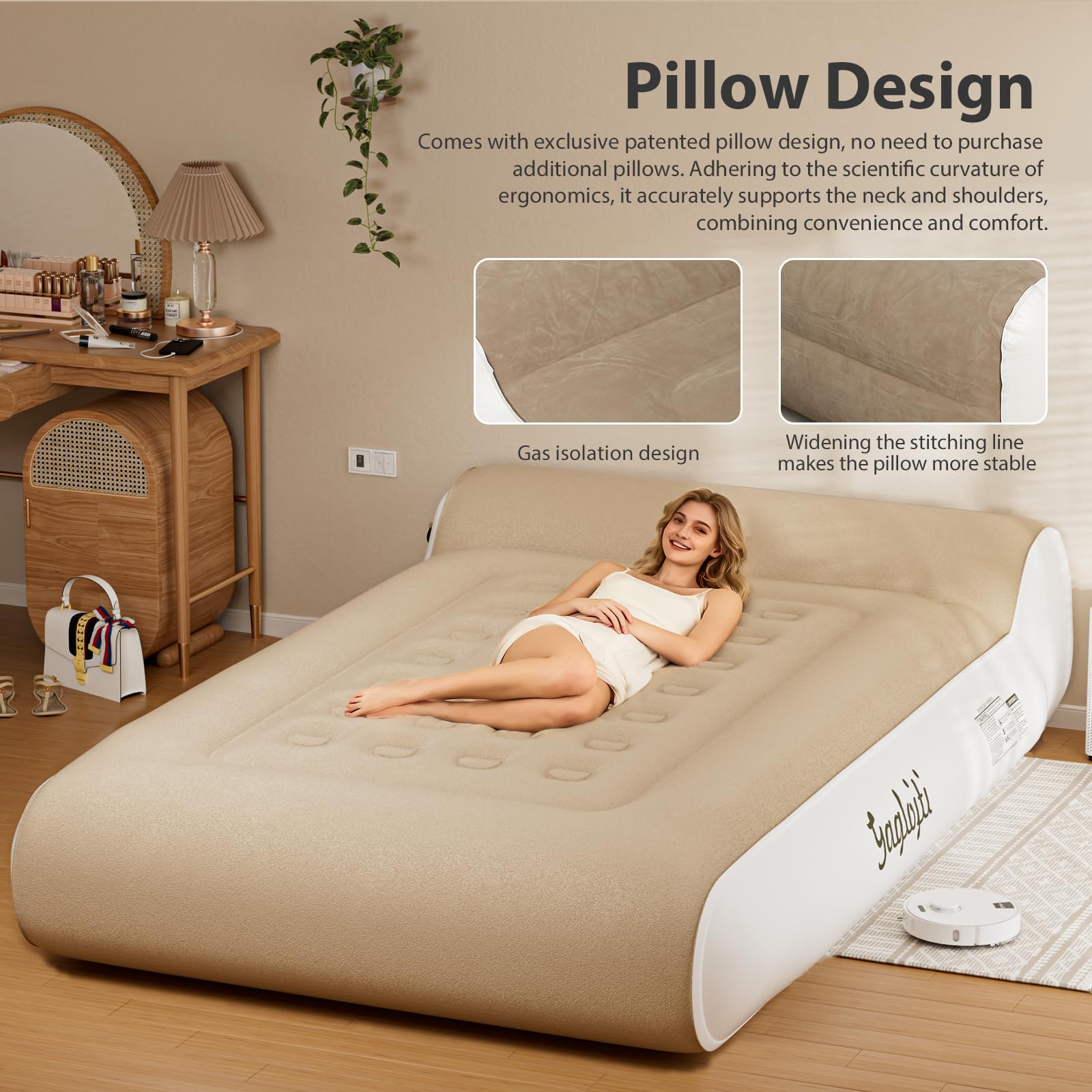 Gaglojti inflatable bed inflates in about three minutes
