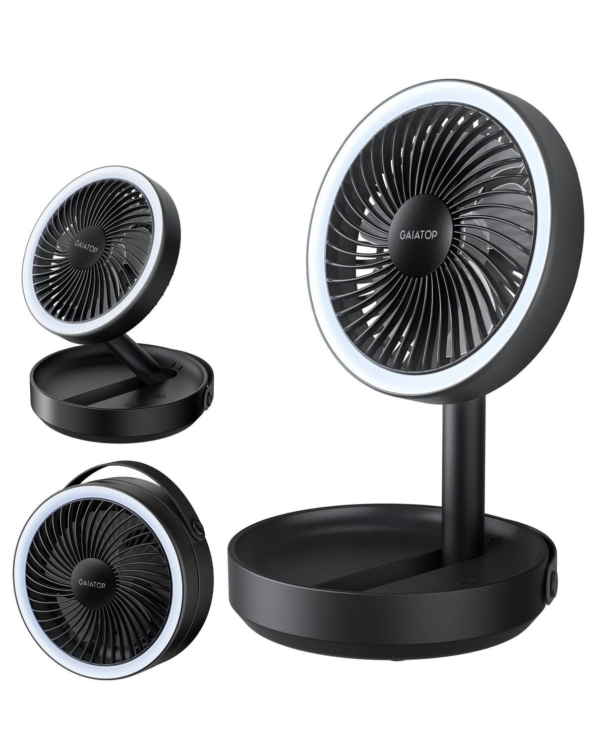 Gaiatop foldable desk fan closed for travel and easy packing.