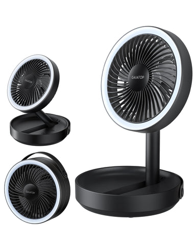 Gaiatop foldable desk fan closed for travel and easy packing.