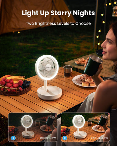 Gaiatop foldable fan tilts 180 degrees for flexible airflow.