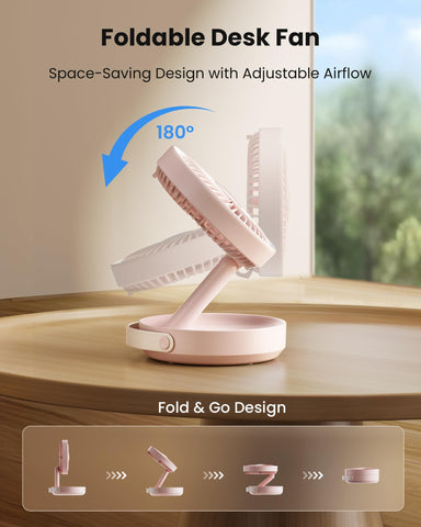 Gaiatop foldable desk fan folded profile showing portability.