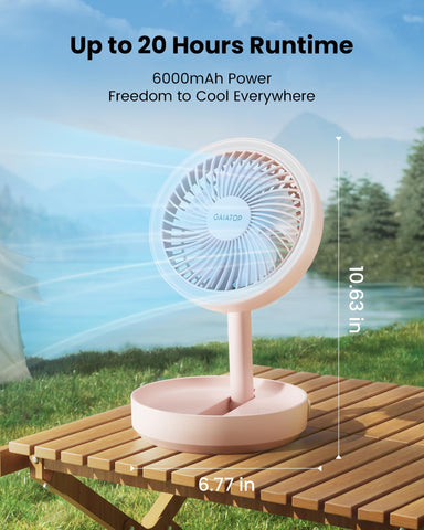 Gaiatop desk fan tilted for precise airflow and comfort.