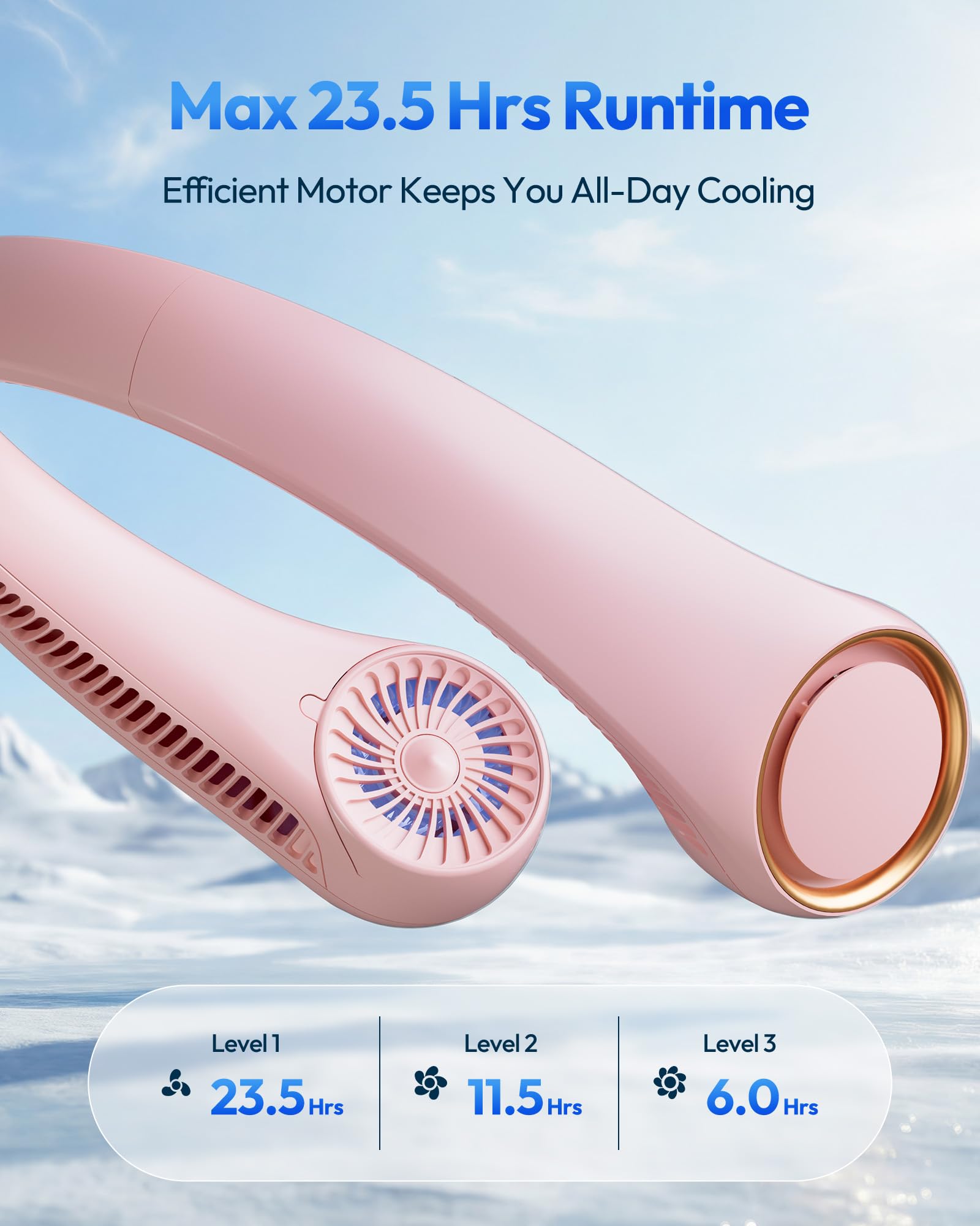 Gaiatop neck fan adjustable angle enables a personalized breeze anywhere.
