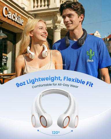 Gaiatop neck fan operates quietly for work or travel