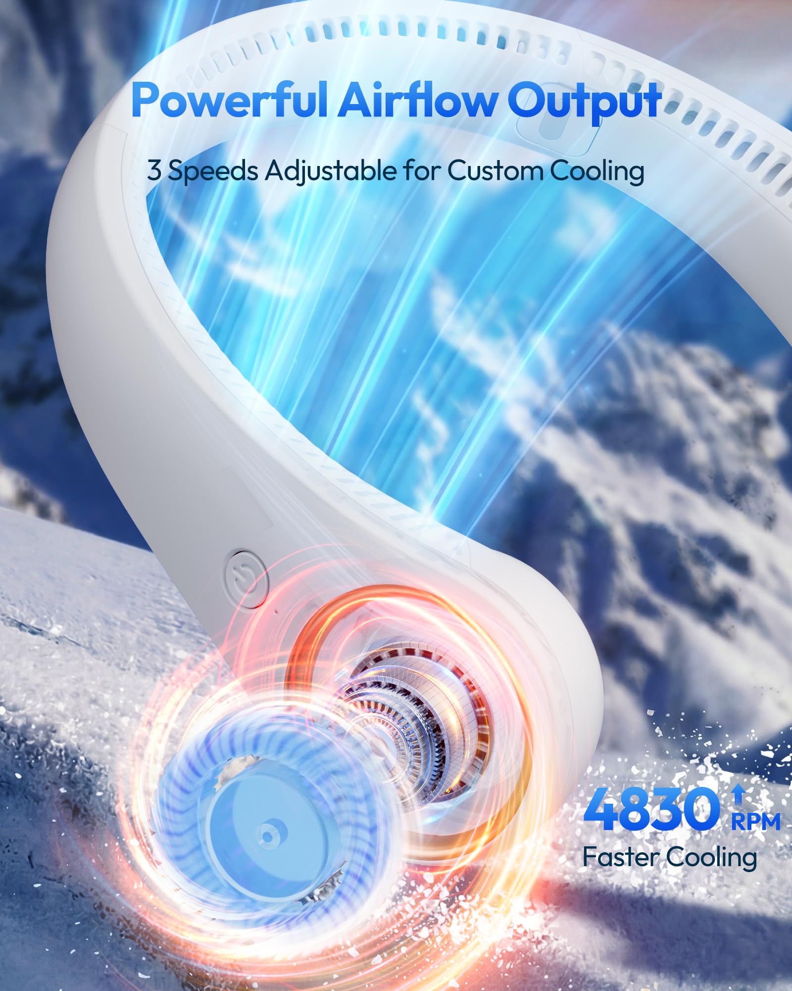 Gaiatop neck fan worn around the neck for hands-free cooling