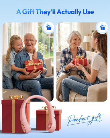 Gaiatop pink compact neck fan makes a stylish summer gift.