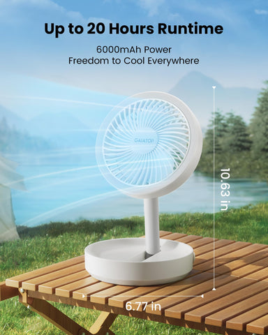 Gaiatop portable fan 6000mAh delivers long-lasting breeze during outings.