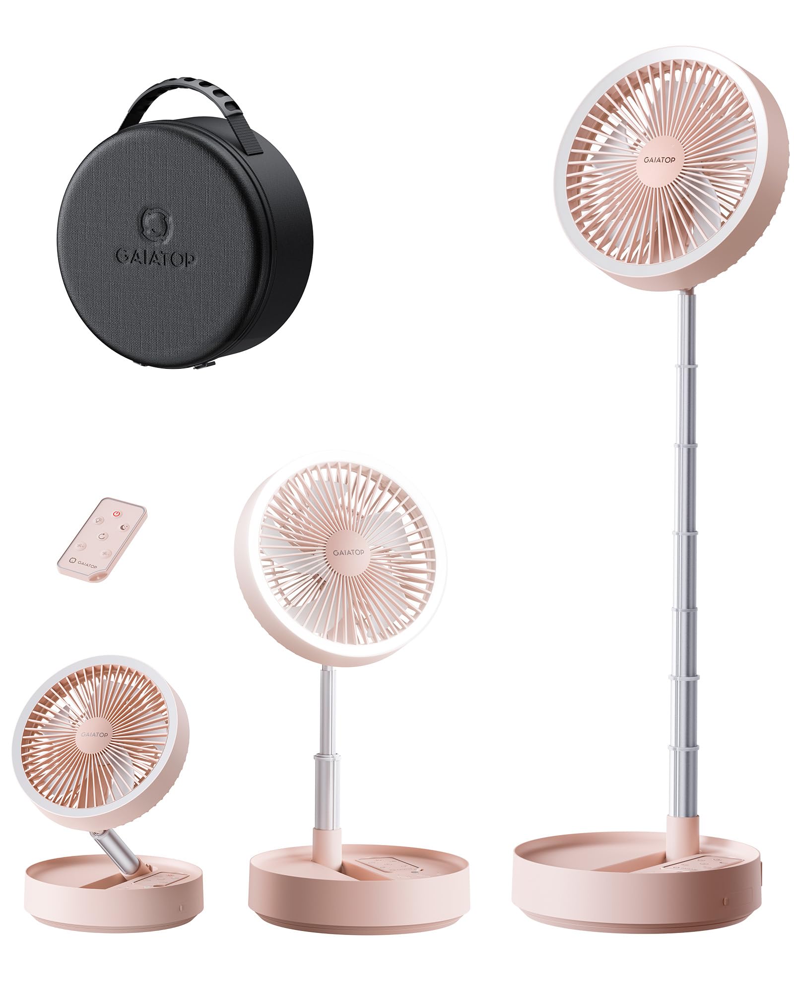 Gaiatop portable pedestal fan with 16000mAh battery for long outdoor cooling.