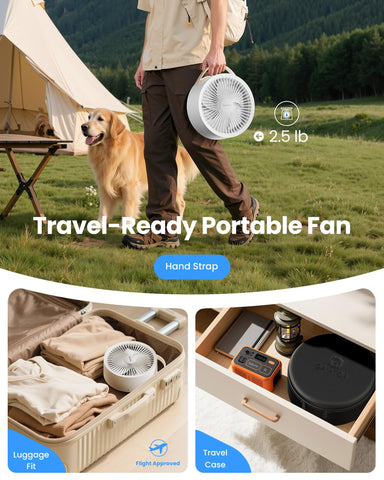 Gaiatop Portable Pedestal Fan carry case highlighting travel portability