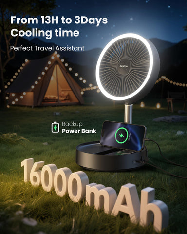 Gaiatop portable pedestal fan extended-height mode for desk or floor use.