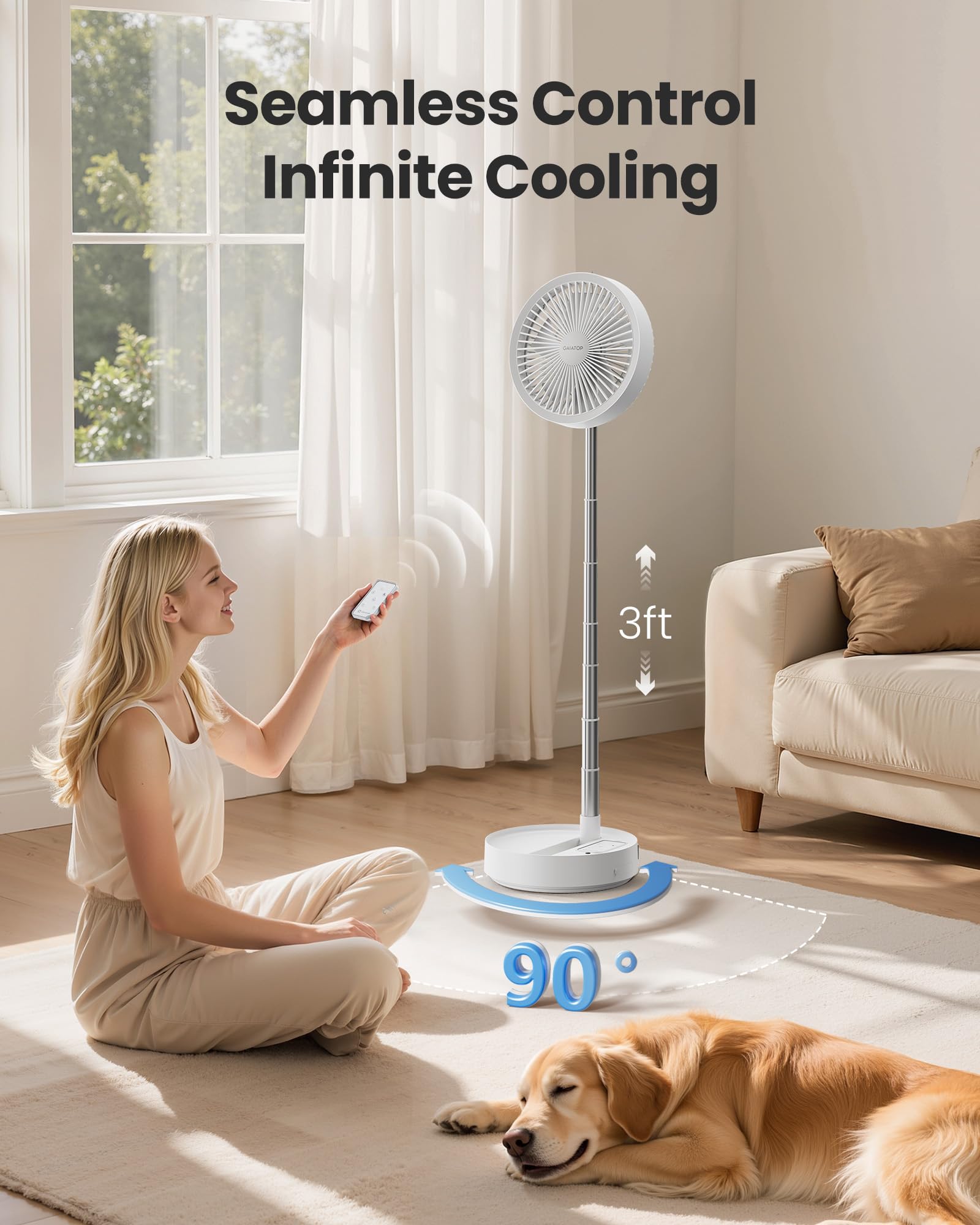 Gaiatop Portable Pedestal Fan remote control for easy adjustments from a distance