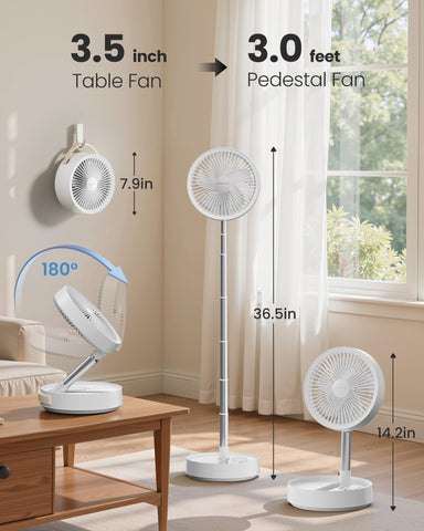 Gaiatop Portable Pedestal Fan 16000mAh battery powering all-day cooling and charging devices
