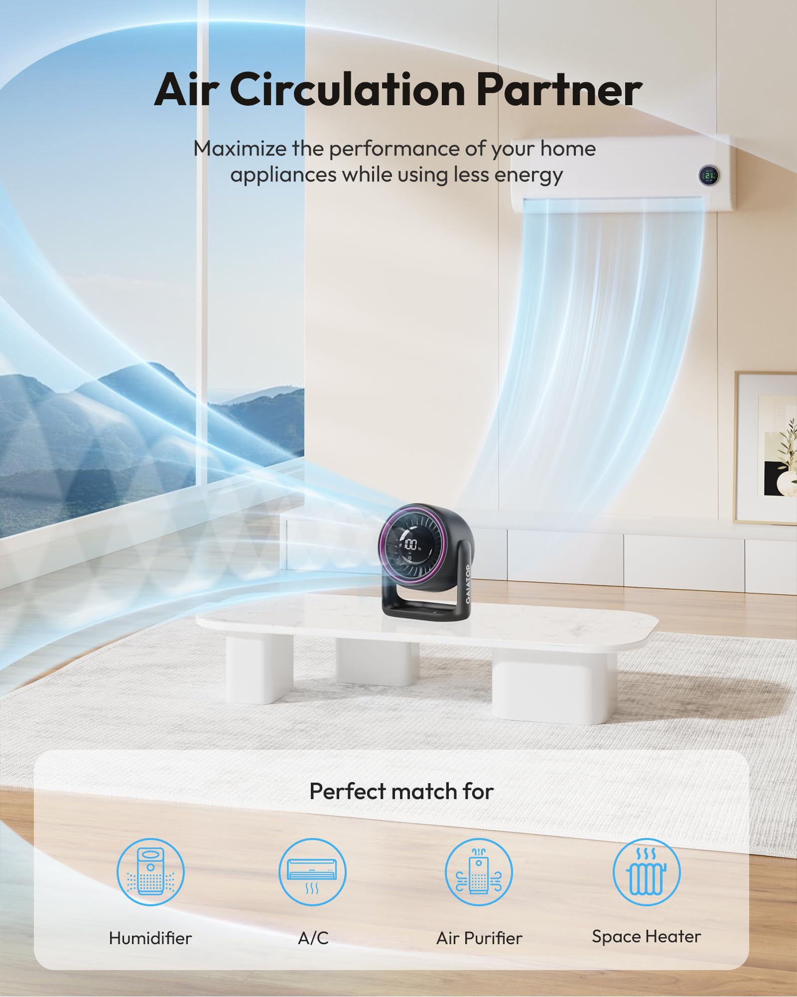 Gaiatop quiet brushless motor fan for focused work or sleep.