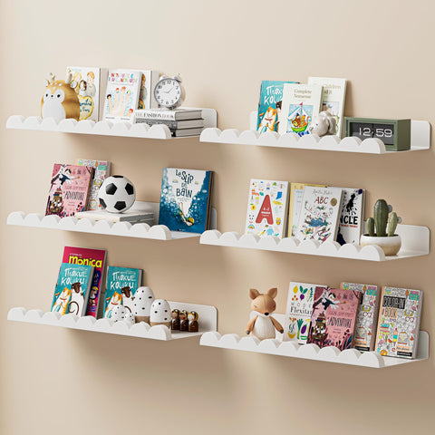 Gailia six-pack shelves mounted on wall for organized children's books.