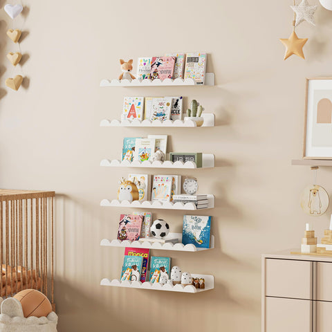 Gailia scalloped edges safety design shelf with rounded corners in nursery.