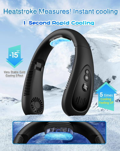 GAITIR neck air conditioner shows battery level for uninterrupted cooling.