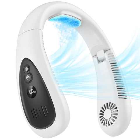 GAITIR neck air conditioner showing cooling plate and 360° airflow for instant relief