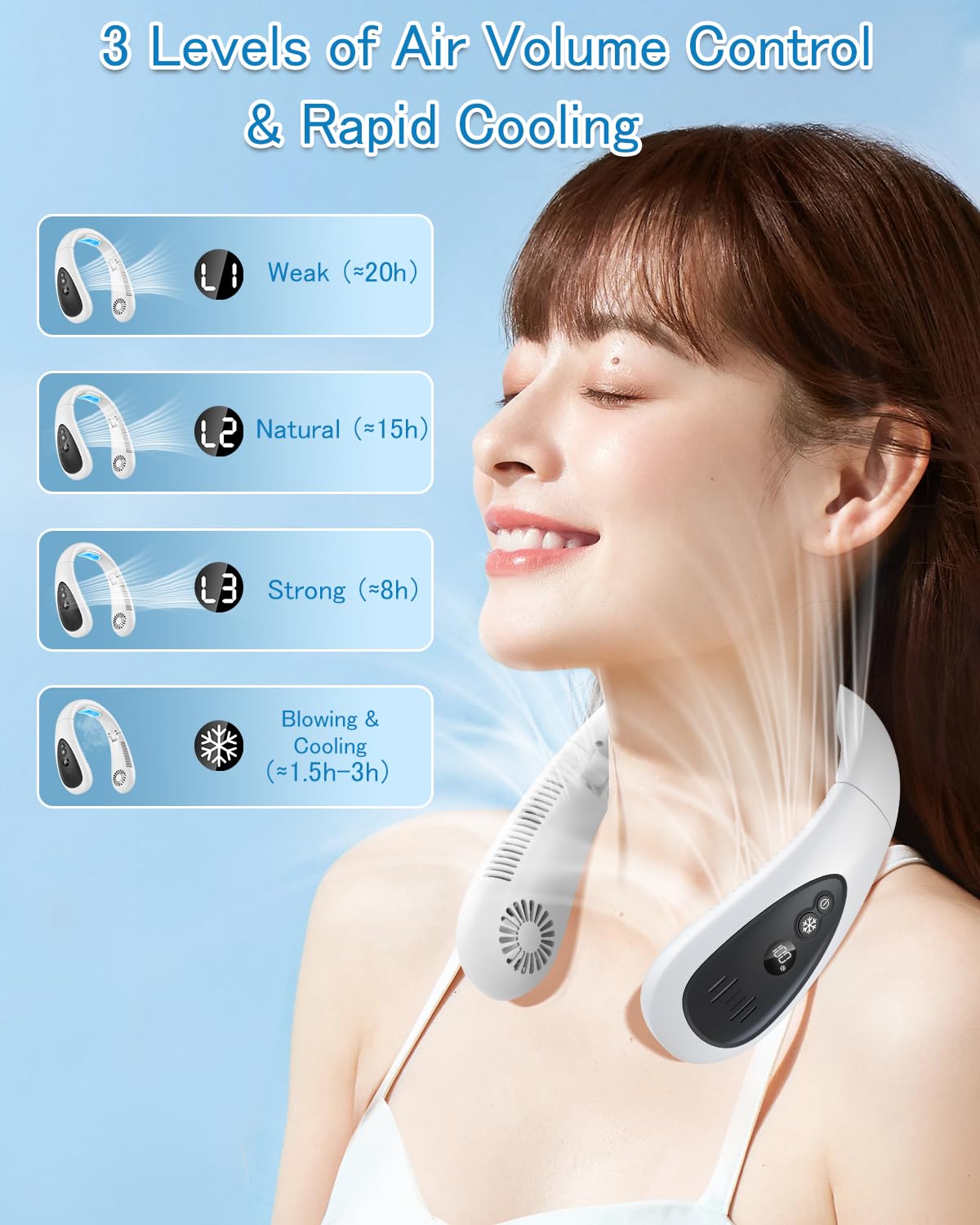 GAITIR three speed settings: soft, natural, and strong cooling