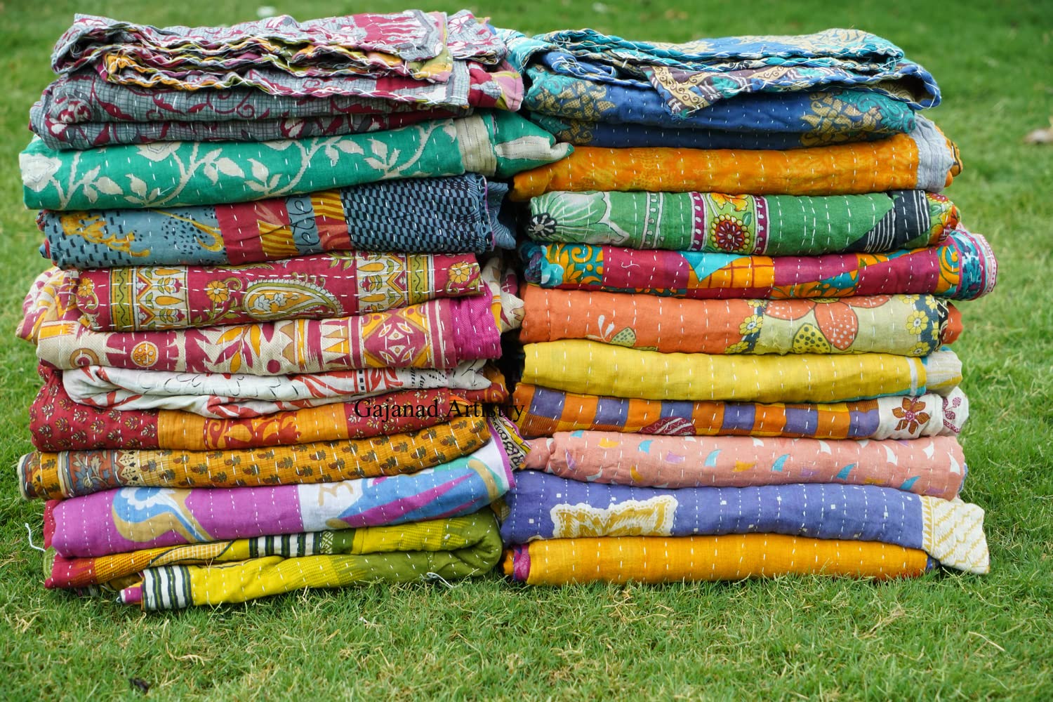 Gajanad Artistry Bohemian Kantha blanket adds vibrant focal point to living spaces.
