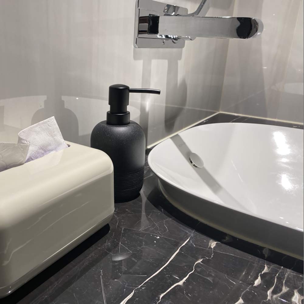 GalDal embossed base closeup, gravel texture enhances counter stability