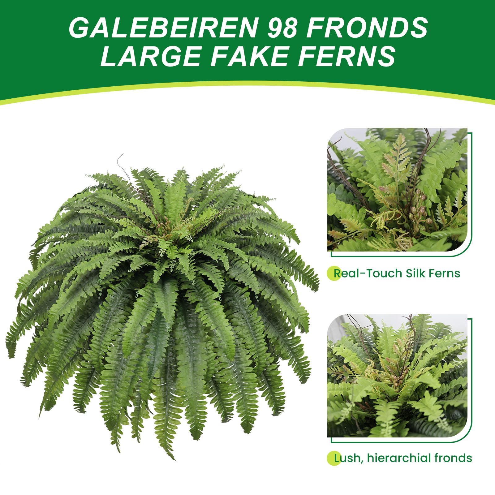 Galebeiren adjustable fern stems allow easy shaping to fit planters.