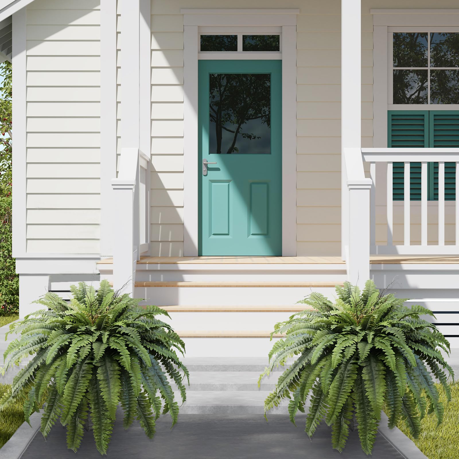Galebeiren artificial fern fronds arching gracefully for a lush, maintenance-free look.