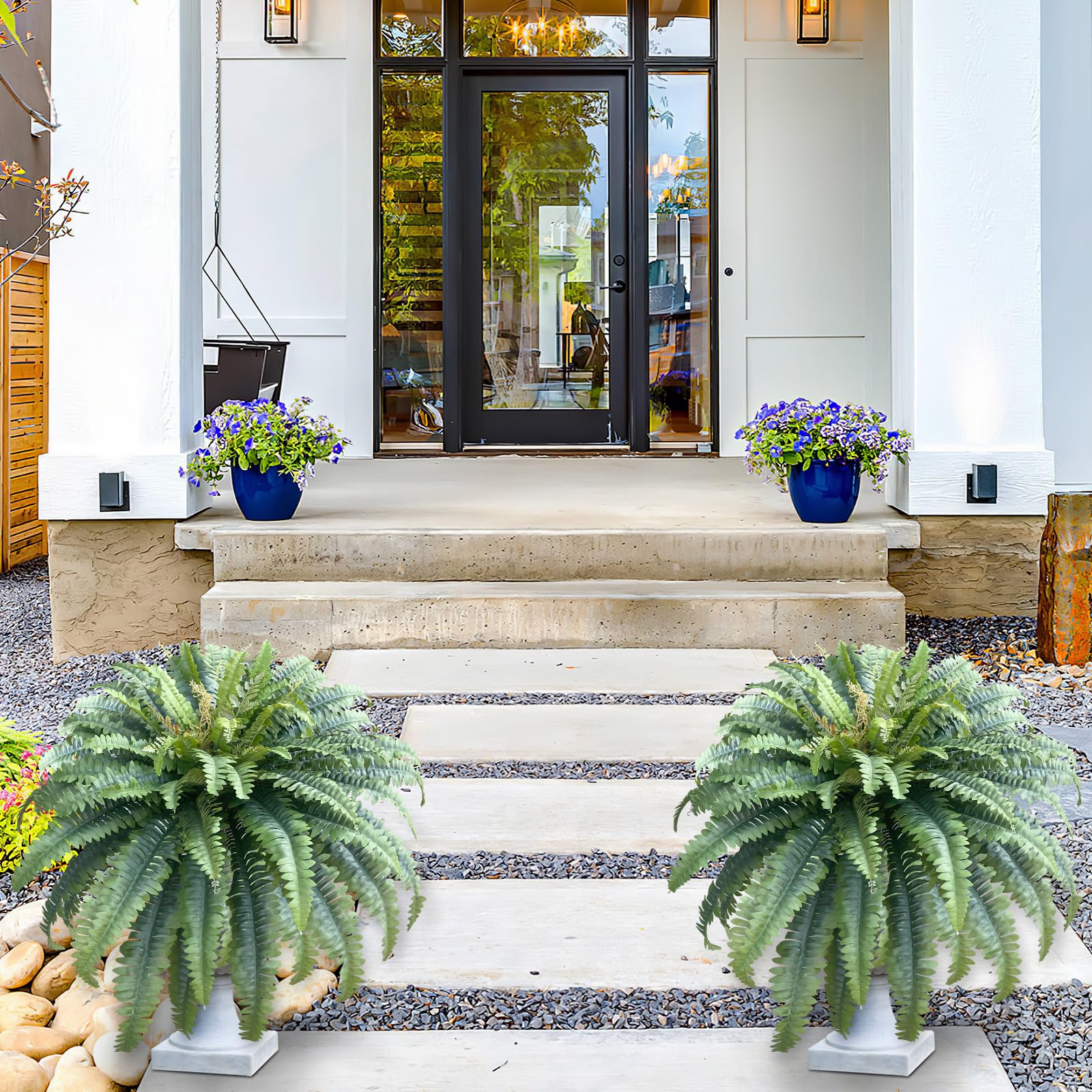 Outdoor hanging display using Galebeiren fern for patios.