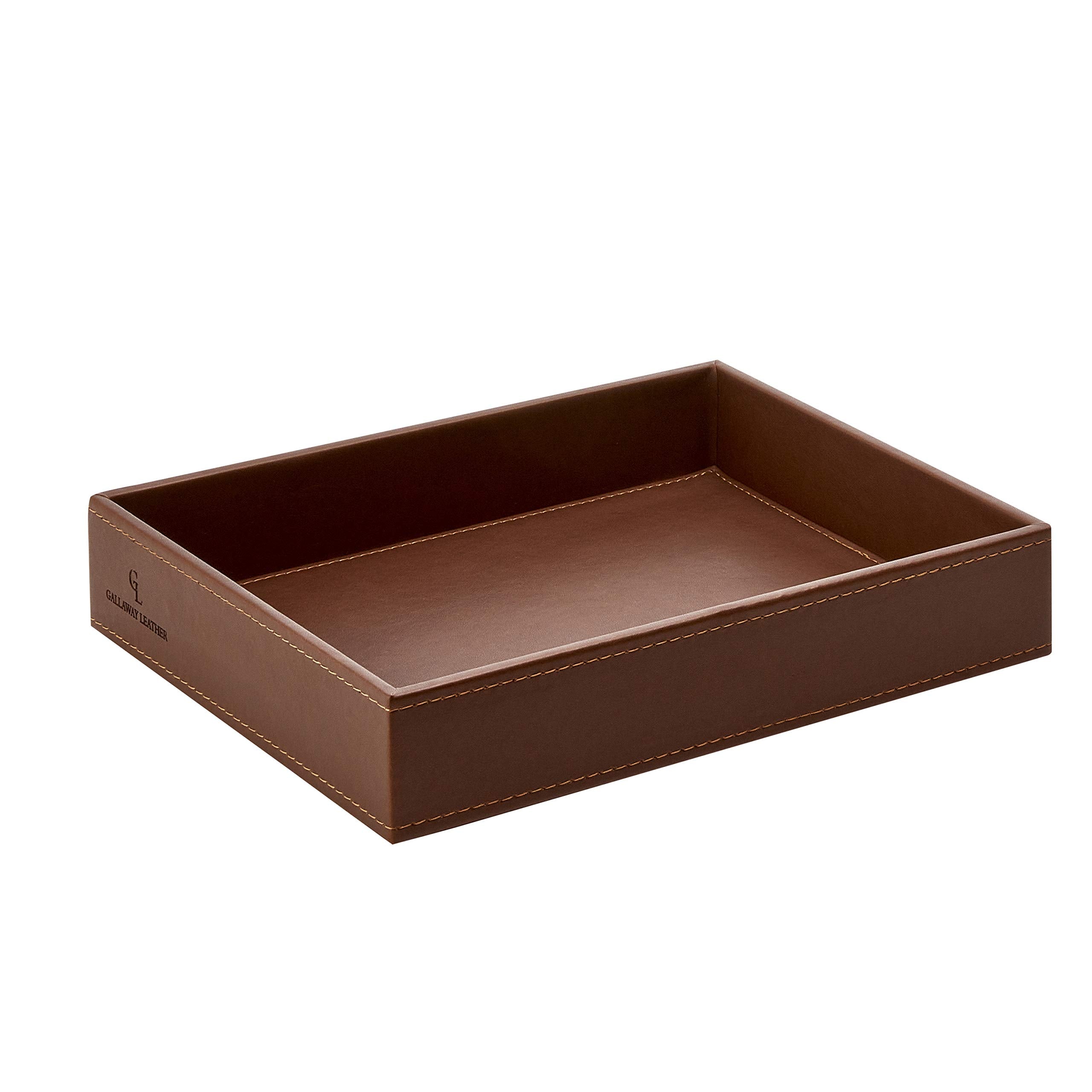 GALLAWAY Leather Valet Tray organized jewelry like cufflinks and rings.