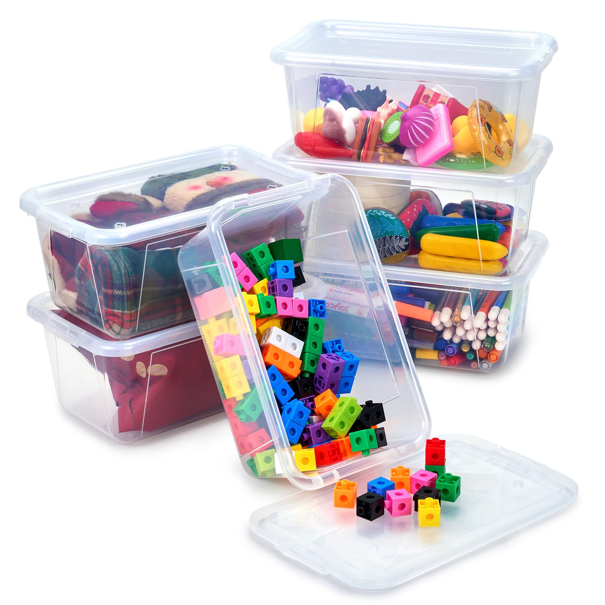GAMENOTE 6-qt storage bin with clear lid for quick item identification