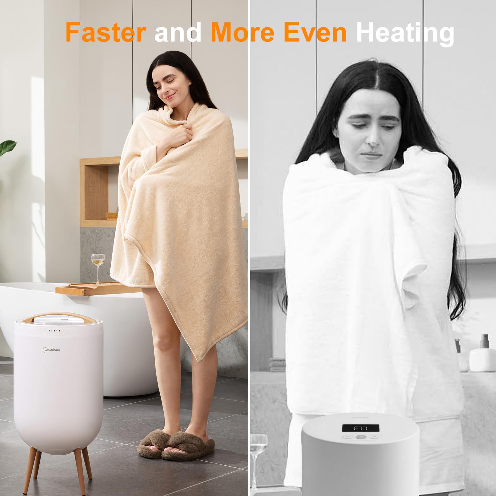 GAMOHOME towel warmer auto shut-off for peace of mind