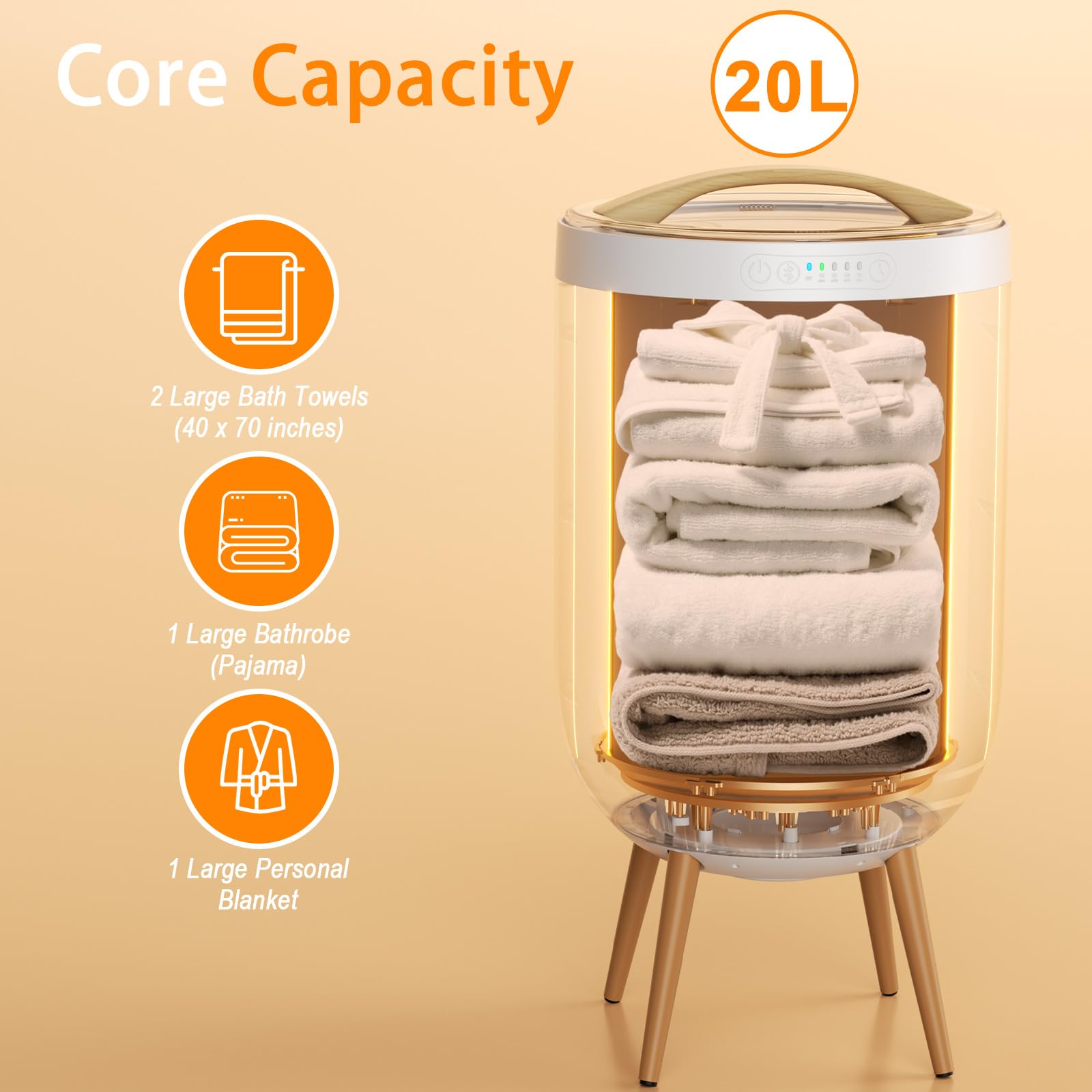 GAMOHOME towel warmer removable lid for easy cleaning access