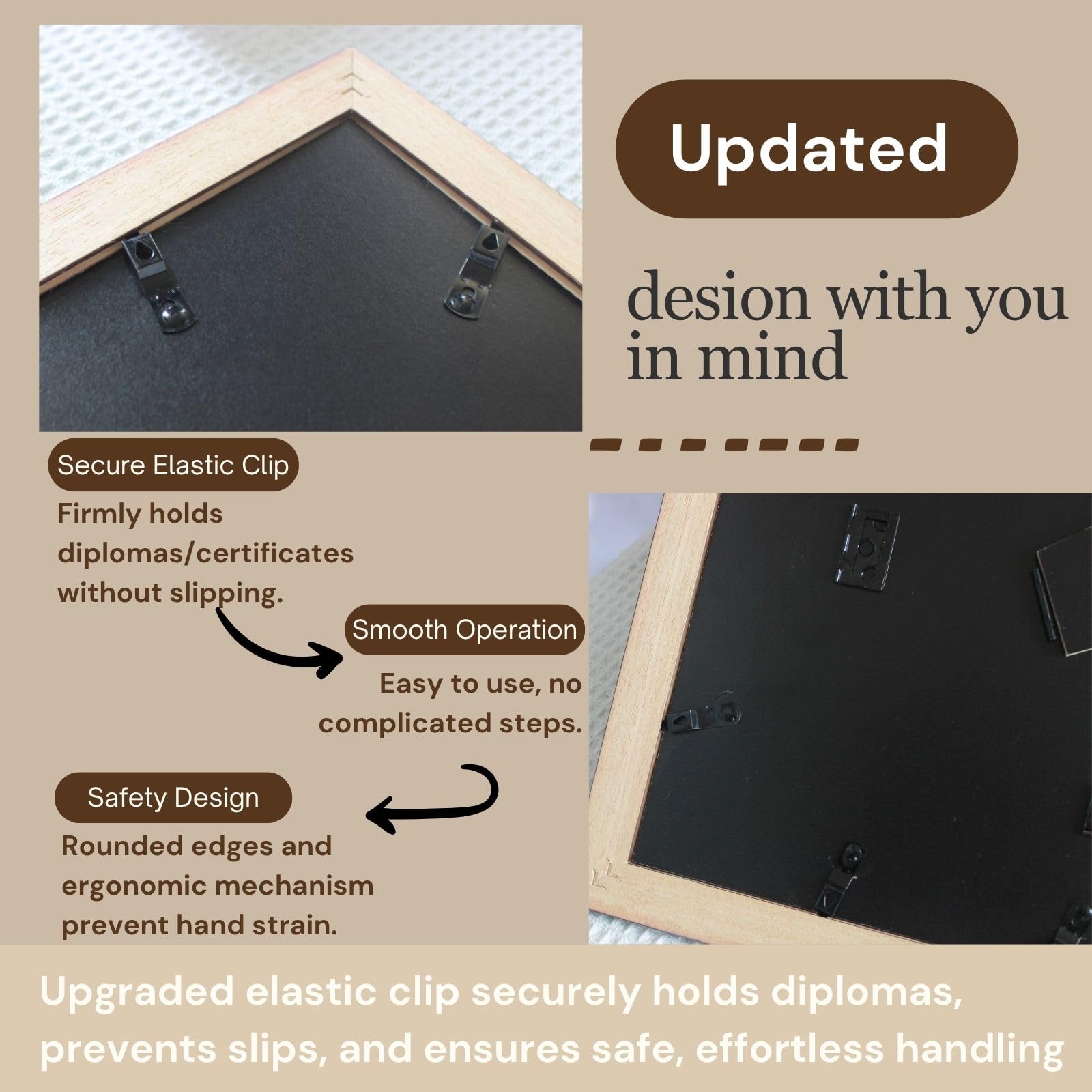 GAMYPET solid wood frame for 11x14 documents without mat
