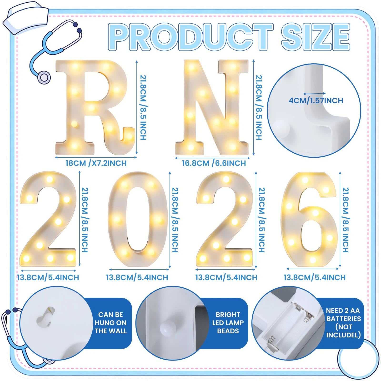 Ganeen RN2026 letters arranged on wall create a chic, celebratory backdrop.