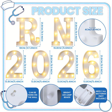 Ganeen RN2026 letters arranged on wall create a chic, celebratory backdrop.