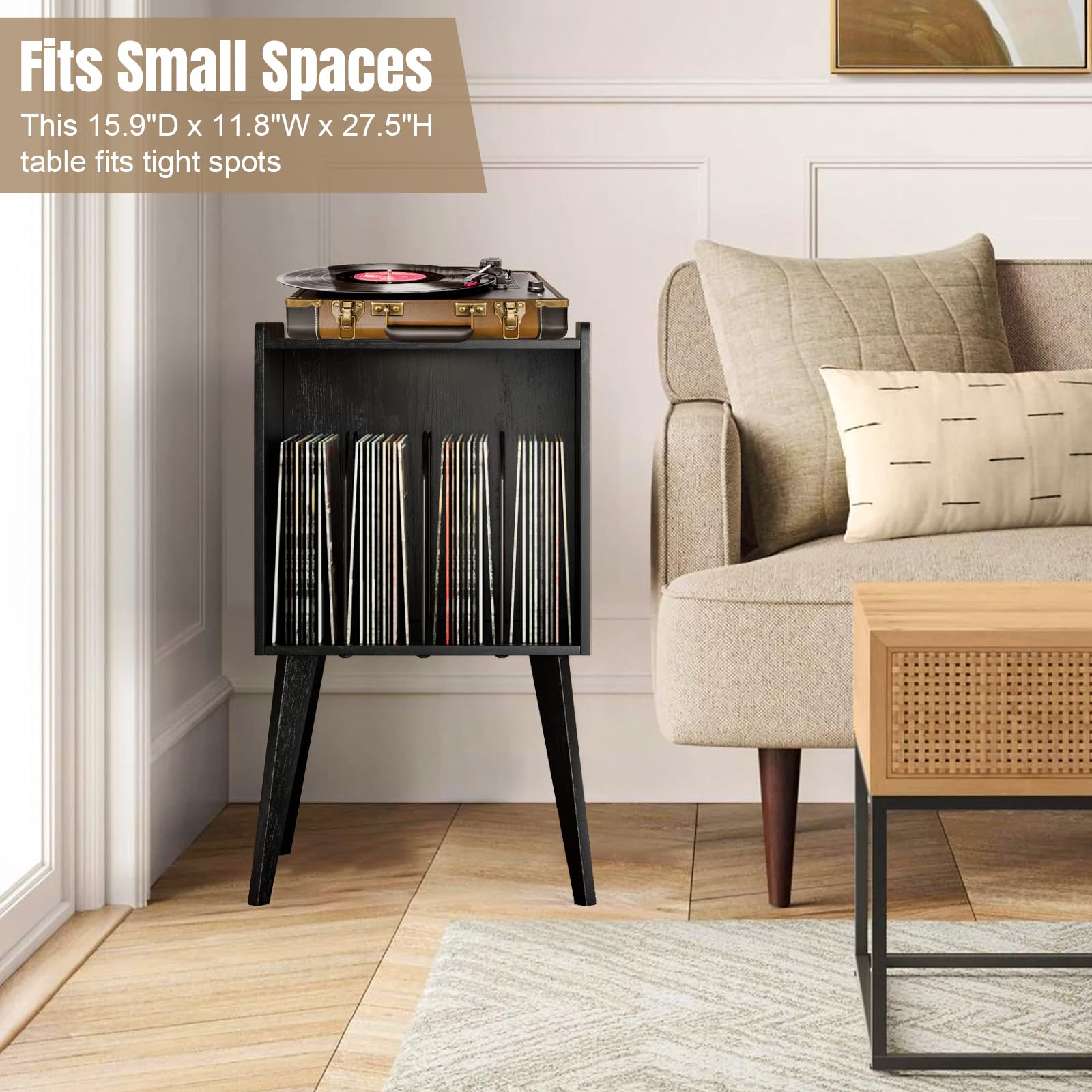 Gannyfer Record Player Stand offers easy assembly for quick setup.