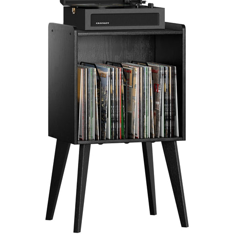 Gannyfer Record Player Stand with full capacity storage for vinyl.