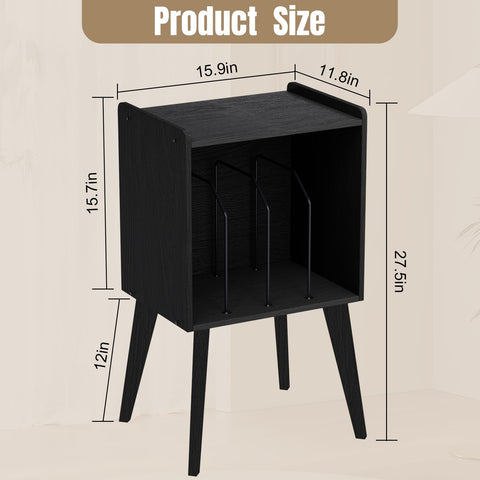 Gannyfer Record Player Stand features sturdy E1 MDF and wood legs.