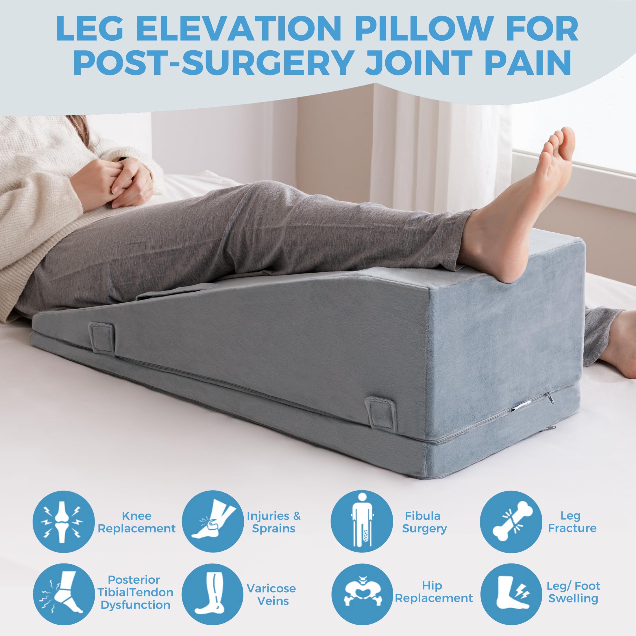 Ganondorf leg elevation pillow highlighting dual front handles for precise positioning.