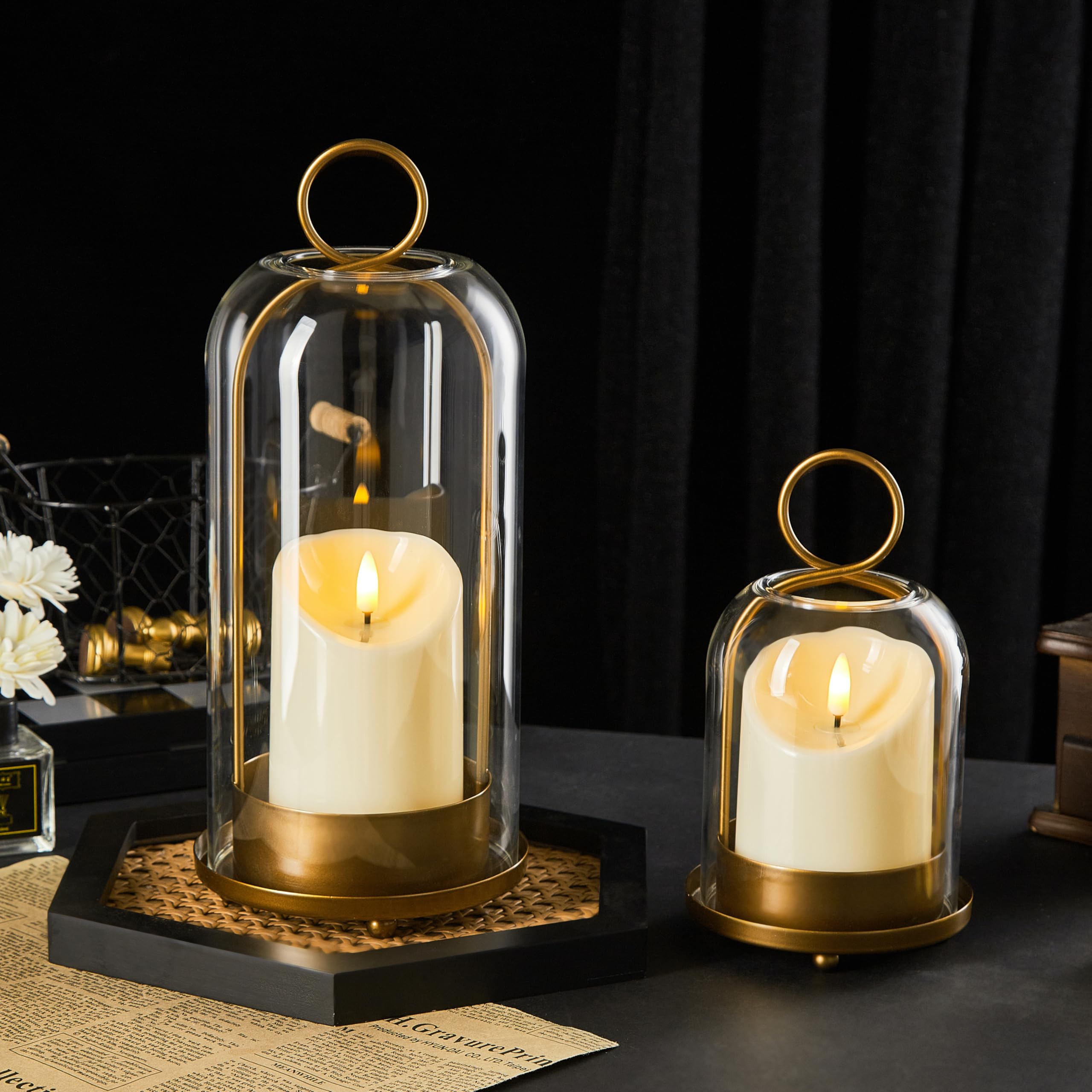 Ganwu 5-4 inch metal candle holder with brass dome for romantic table settings