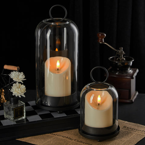 Ganwu 5 and 4 inch metal candle holders with brass dome add elegant centerpiece glow.