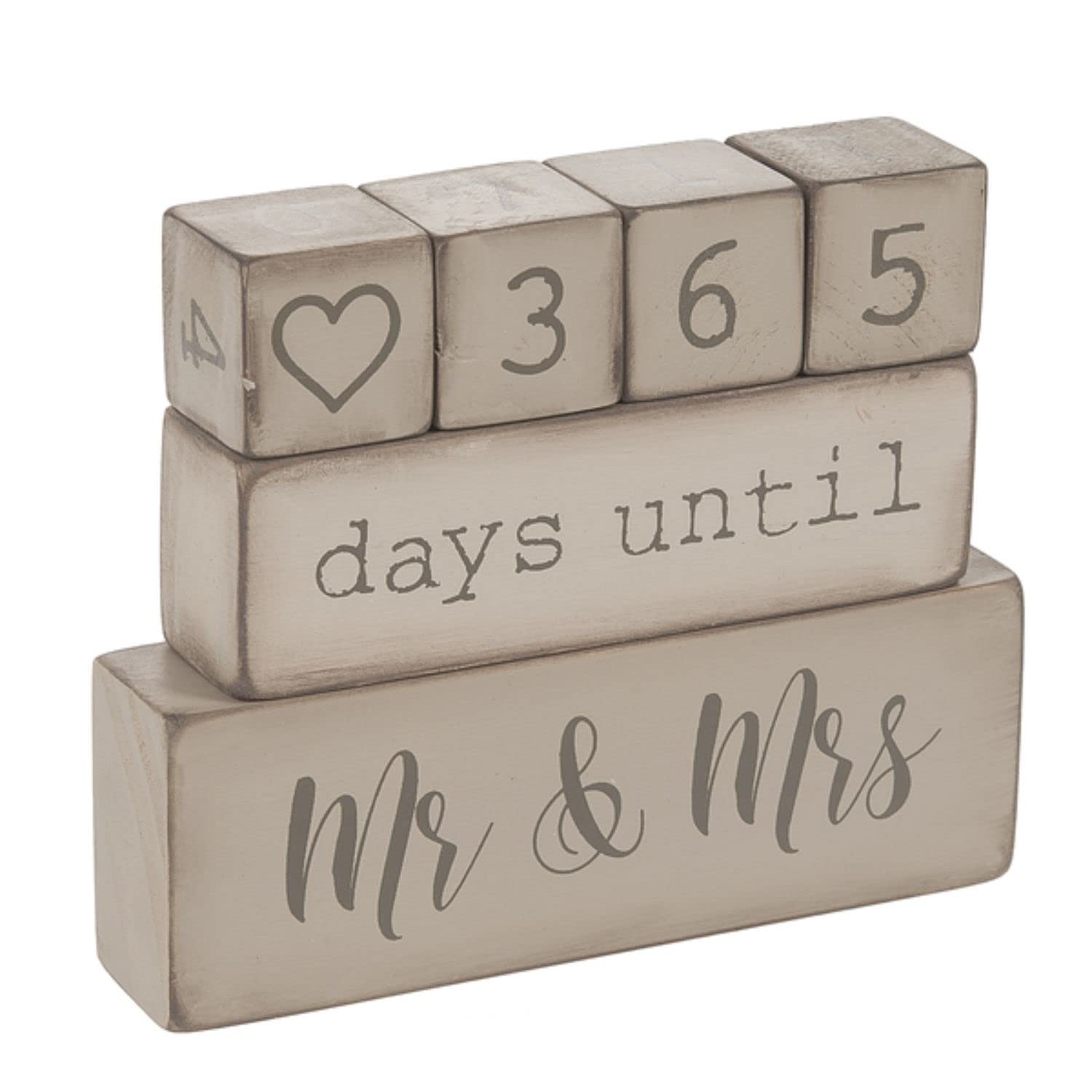 Ganz 6-piece wooden countdown calendar blocks show days until the wedding for daily anticipation.