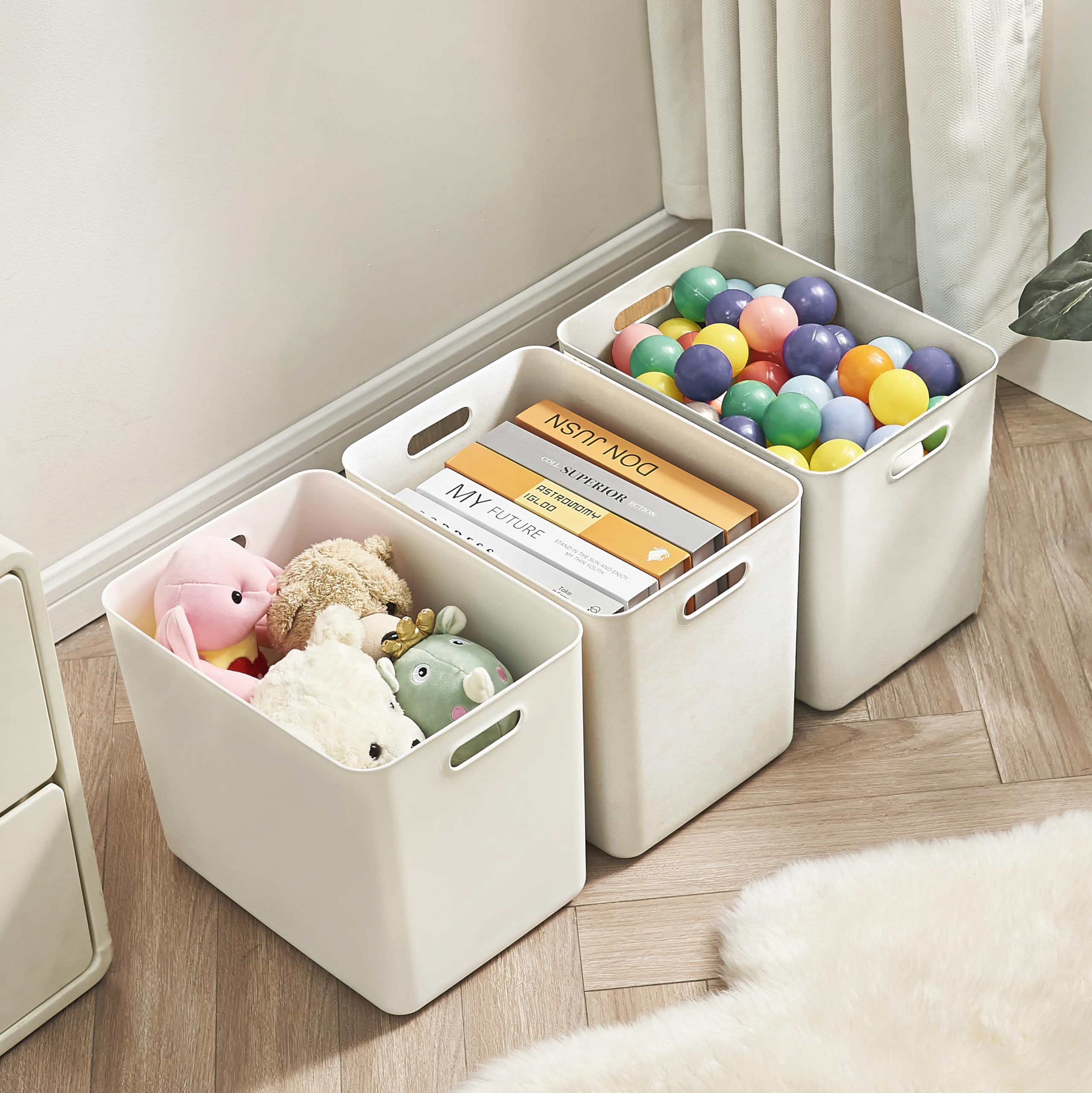 Gaoaodeyu closet organizer bin white ideal for shelves and drawers.