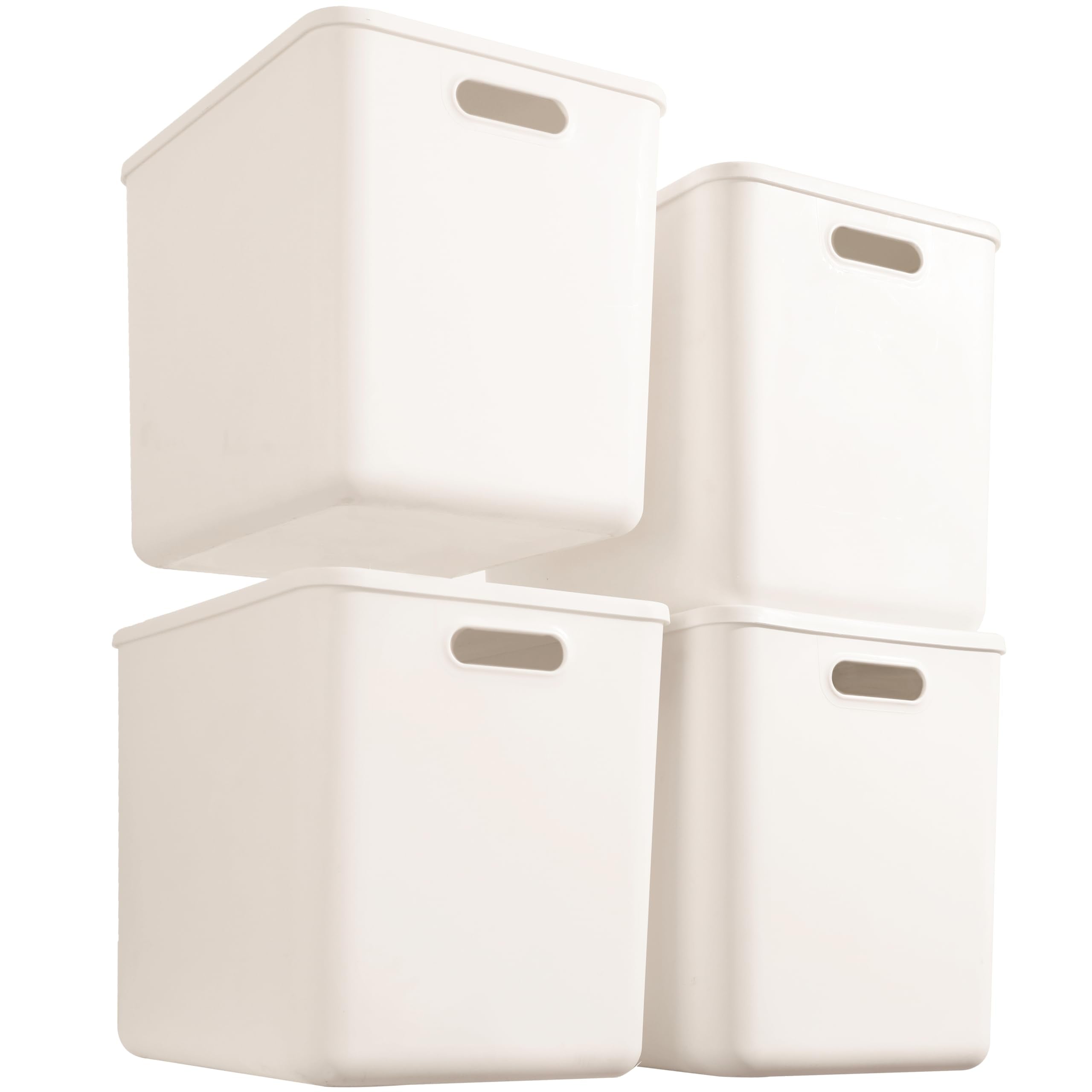 Gaoaodeyu storage bin with lid for tidy, stackable closet organization.