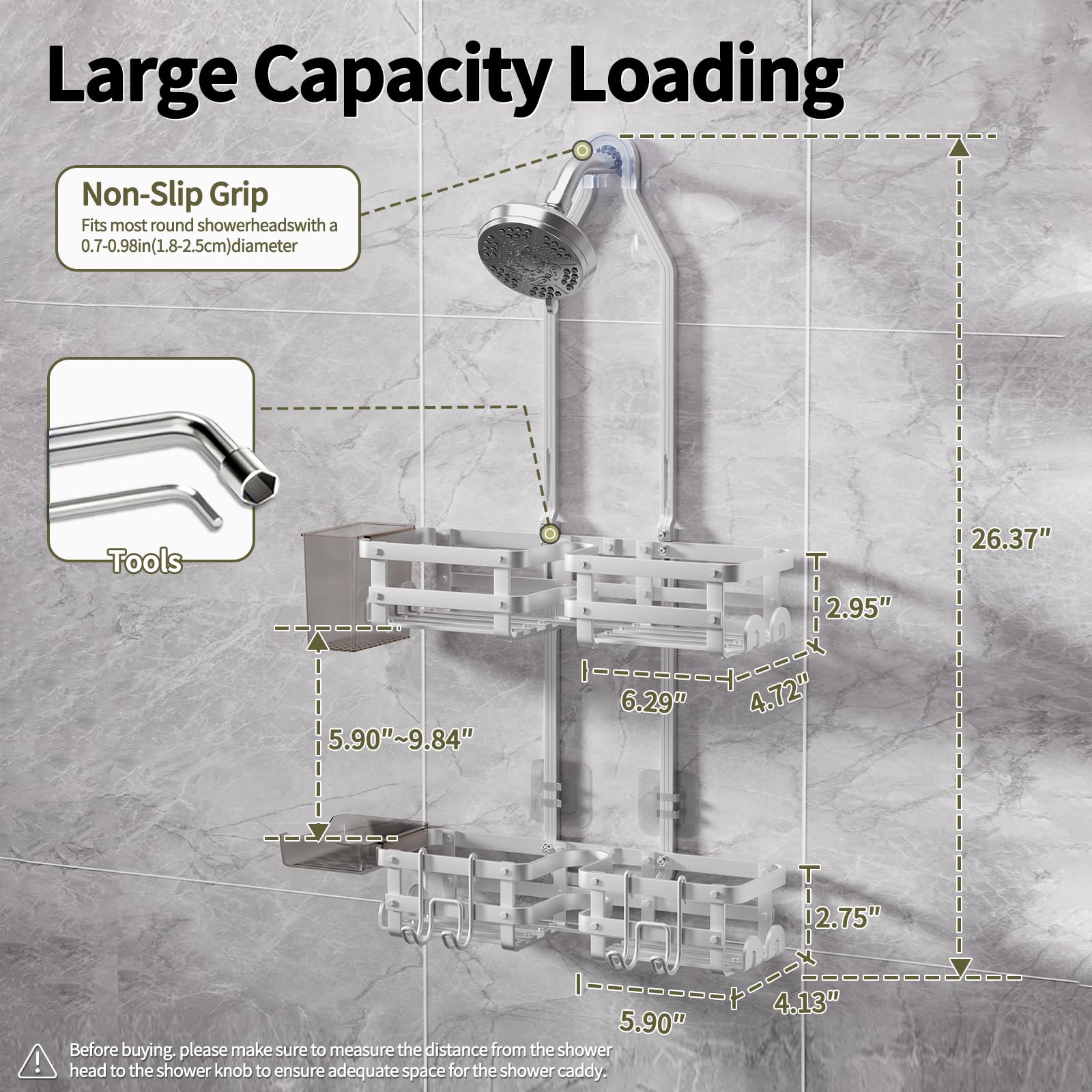 GAOKASE caddy offers four-height levels for shared bathrooms.